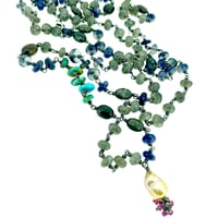 Image 1 of Iolite, scapolite, and grey moonstone mala by peaces of indigo