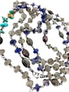 Iolite, scapolite, and grey moonstone mala by peaces of indigo
