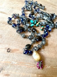 Image 2 of Iolite, scapolite, and grey moonstone mala by peaces of indigo