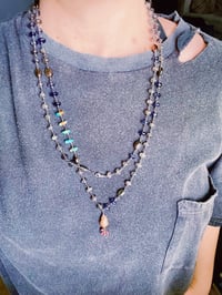 Image 4 of Iolite, scapolite, and grey moonstone mala by peaces of indigo