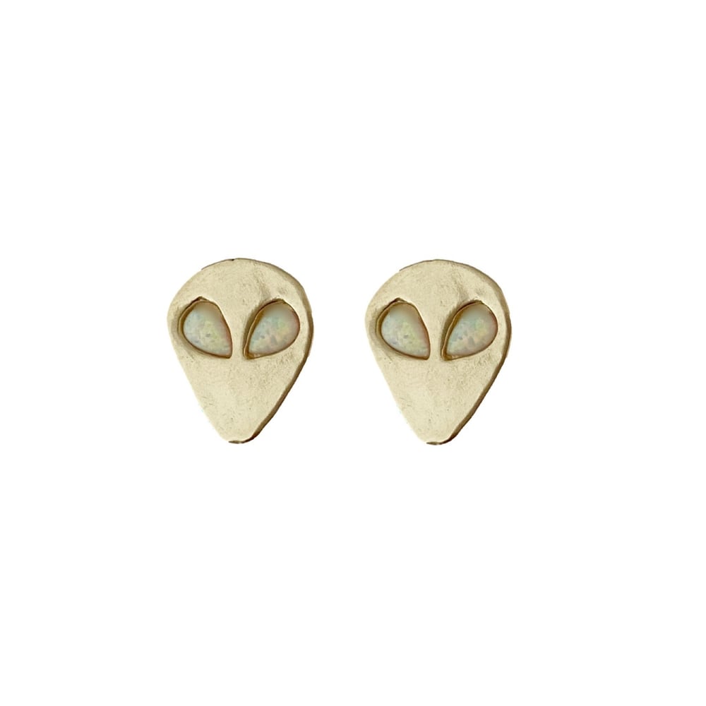 Image of Alien Earrings with Opal