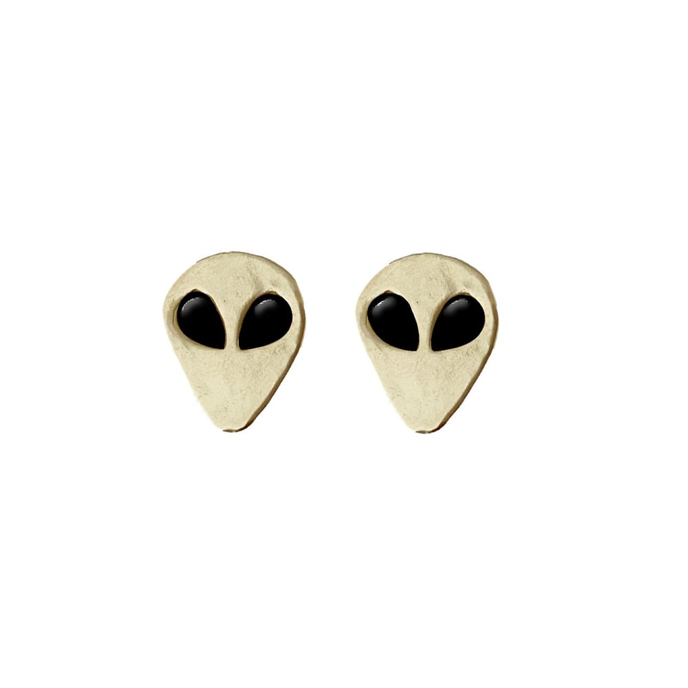 Image of Alien Earrings with Black Onyx
