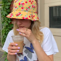 Strawberry print reversible bucket hat