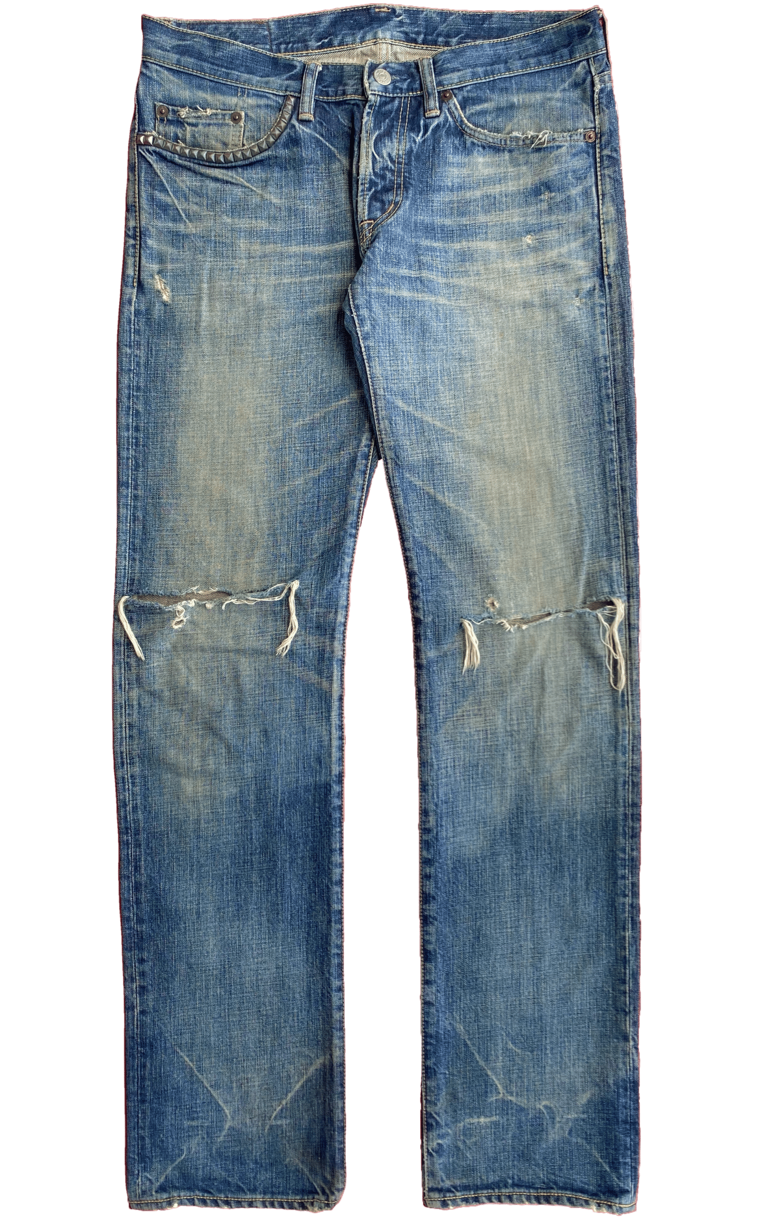 Hysteric Glamour Studded Pocket Distressed Denim. | neverlandsupply