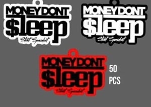 Image of All 3 Money Don’t Sleep Keychains