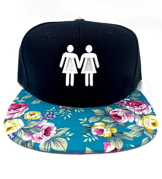 Image of Teal Floral Two Girl Symbol Snapback