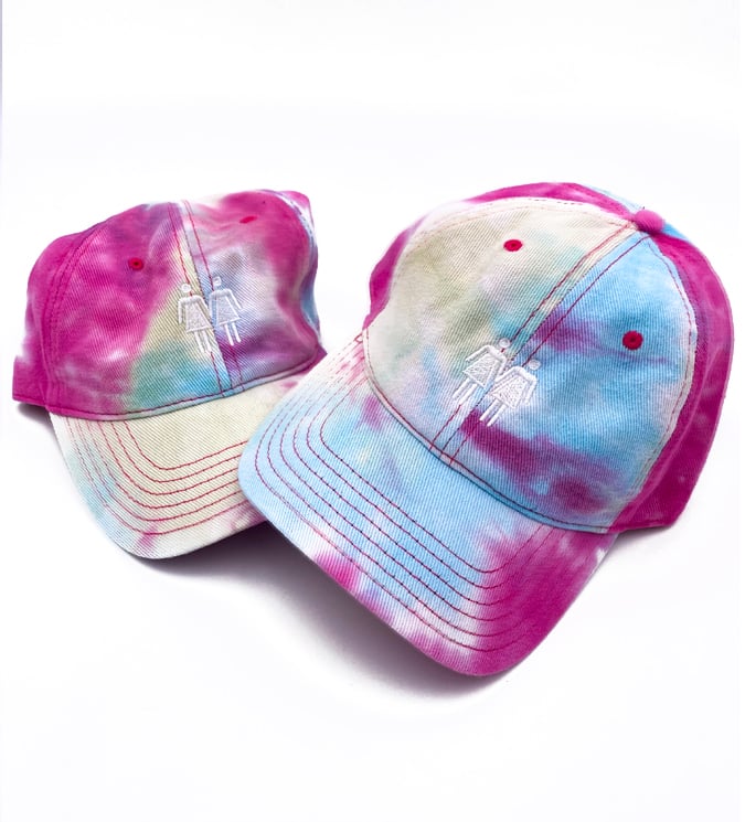 Image of Sunset Storm Tie Dye Two Women Symbol Dad Hat ( 2 Color Options)