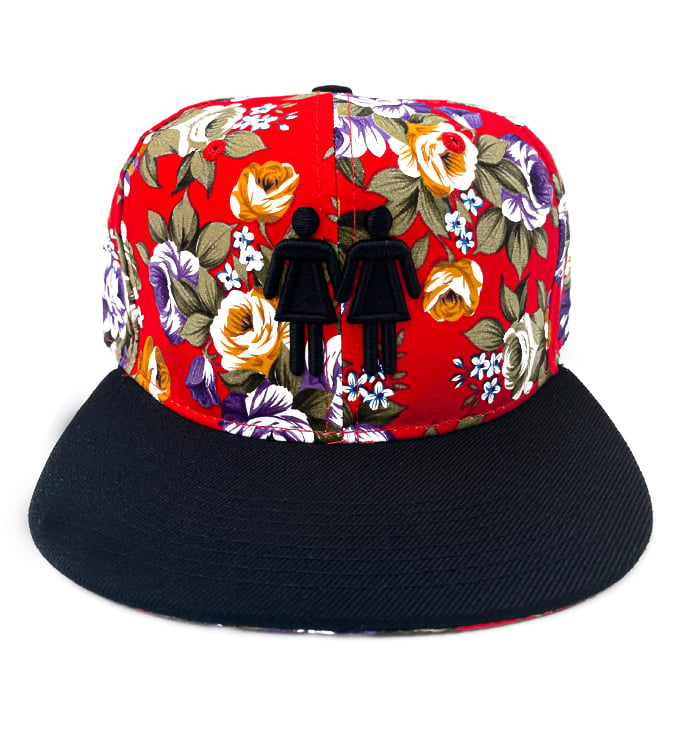 Image of Red Floral Two Women Symbol Floral Snapback