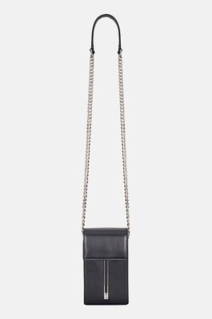 SILVER CHAIN AIRHOLE BOX BAG (BLACK)
