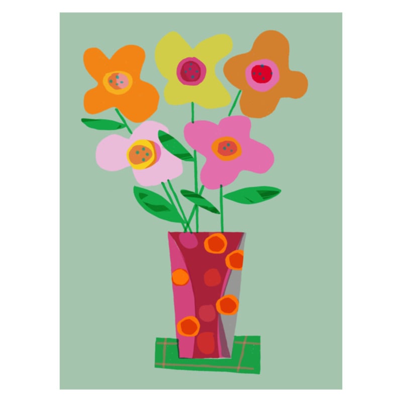 Image of Orange Spot Vase of Flowers 