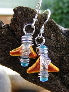 Image of Metallic orange and lustre earrings