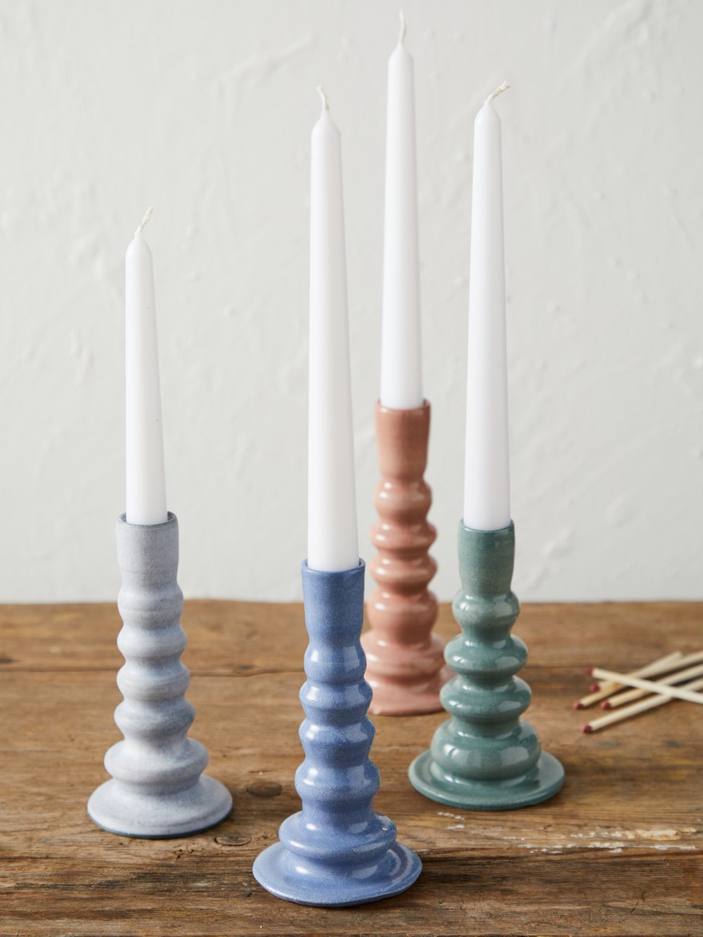 Image of Set of 2 pastel candlesticks