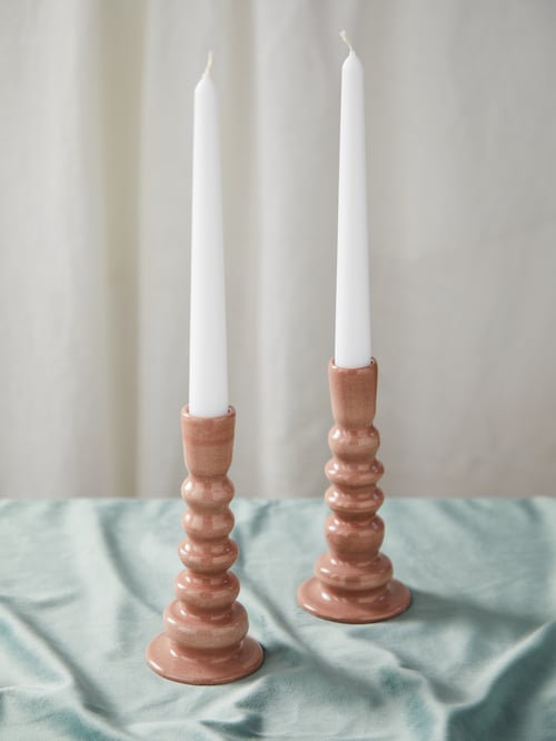 Image of  Set of 2 pastel candlesticks