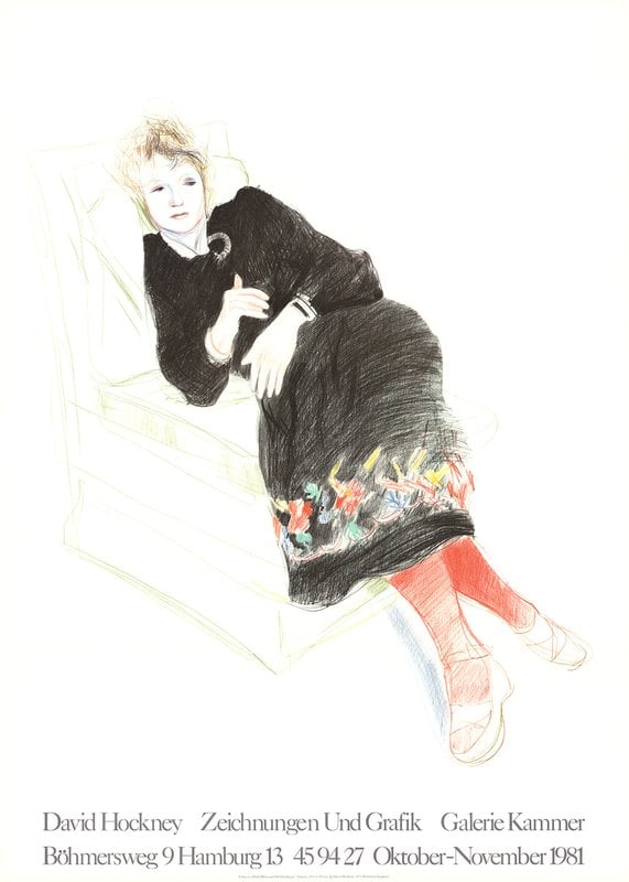 Image of after david hockney / celia in a black dress / 26/005