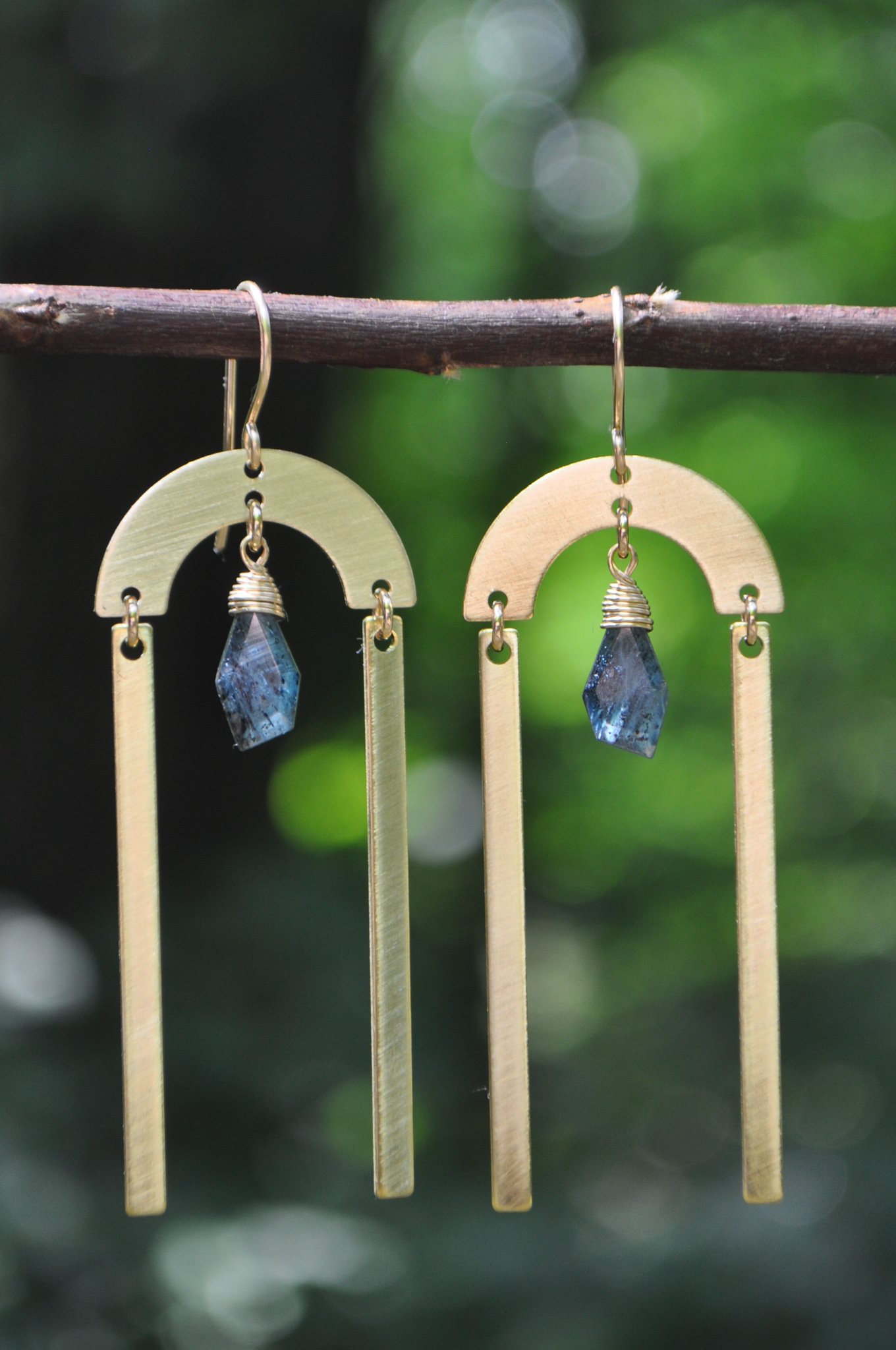 Image of Teal Kyanite Arc Dangles - Long Version