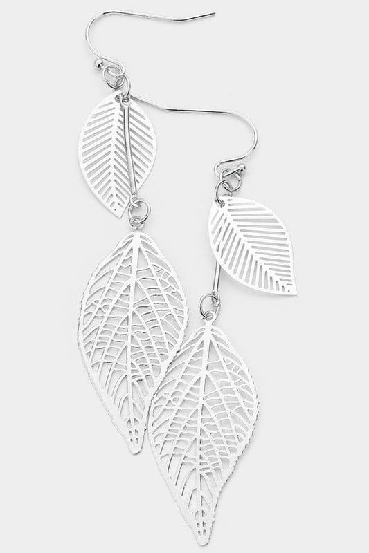 Image of Double Leaf Dangle Earrings
