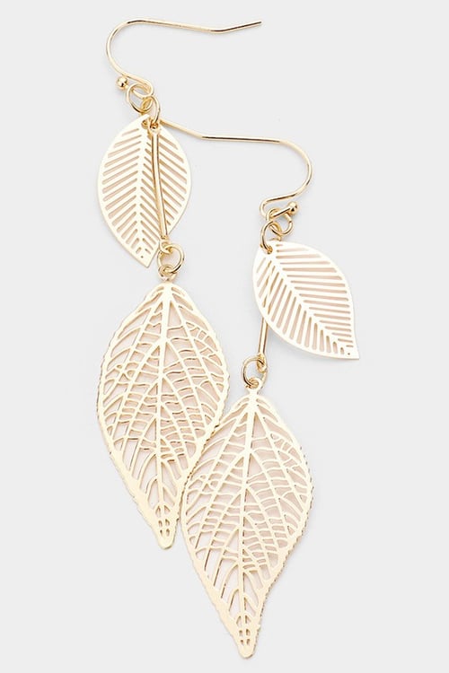 Image of Double Leaf Dangle Earrings