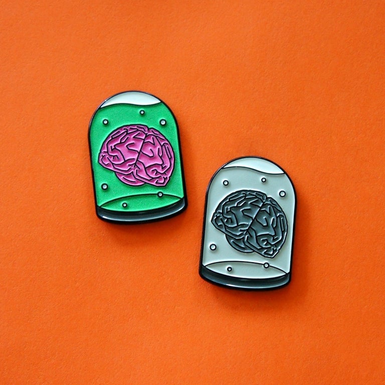 Brains in a Jar Enamel Pin
