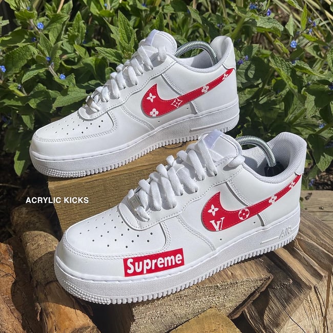 Nike AF1 Red Supreme x LV Acrylic Kicks