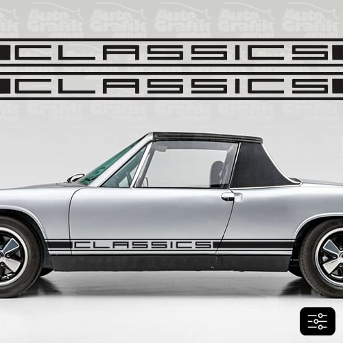 Image of CLASSIC-S 914 TYPE SIDE SCRIPT DECAL SET - YOUR CUSTOM TEXT