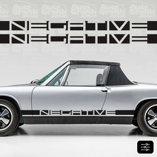 Image of NEGATIVE 914 TYPE SIDE SCRIPT DECAL SET - YOUR CUSTOM TEXT