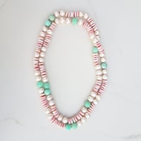 Image 1 of Pearl, Conch Shell, & Chrysoprase Helix Necklace 