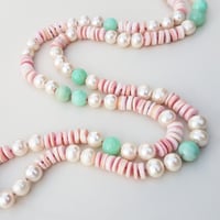 Image 3 of Pearl, Conch Shell, & Chrysoprase Helix Necklace 
