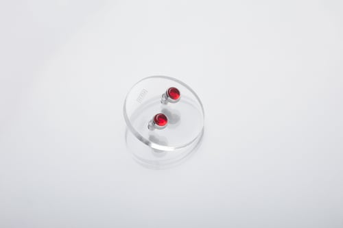 Image of Silver earrings with red acrylic glass 7mm