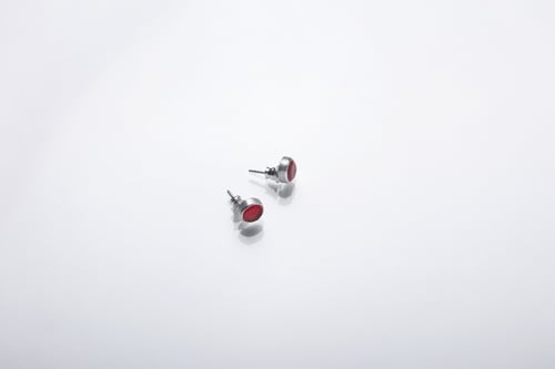 Image of Silver earrings with red plexiglass