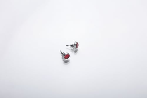 Image of Silver earrings with red acrylic glass 7mm