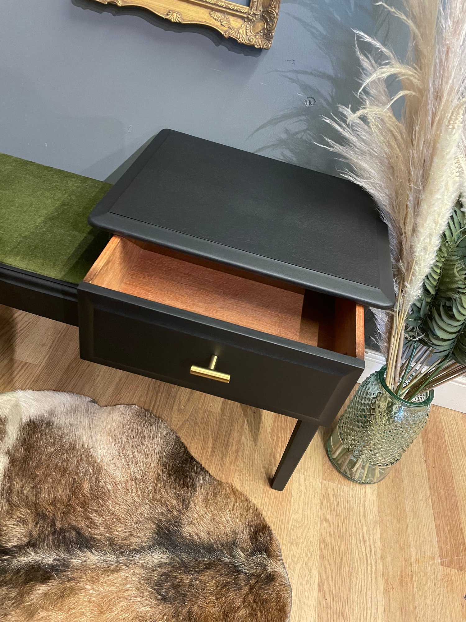 Image of Black green & gold telephone table 