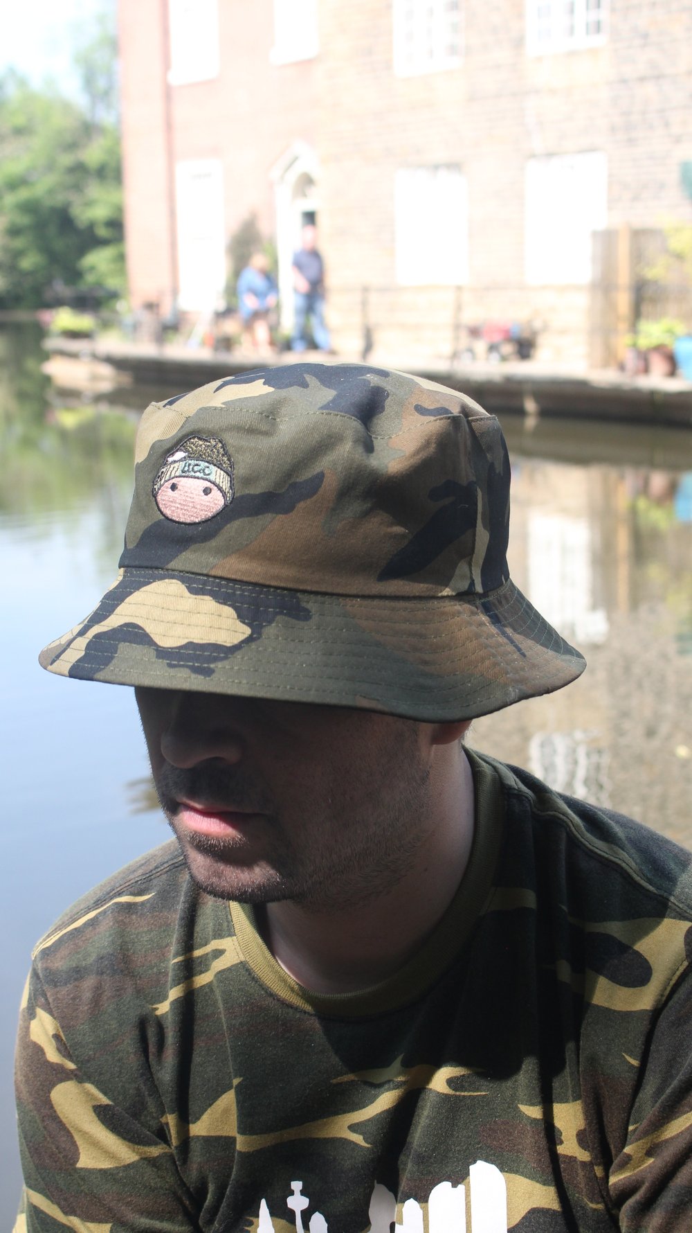 Mascot Embroidered Camo Bucket Hats 