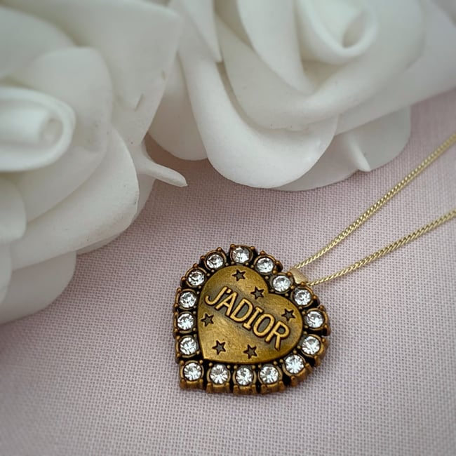 Reworked J'adior Dior Heart and Diamante Pendant