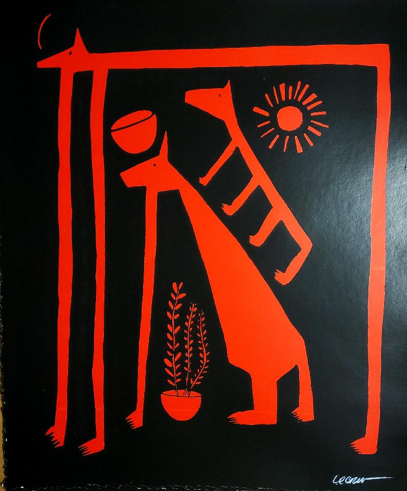 Image of "Protection" color variant red limited edition art print