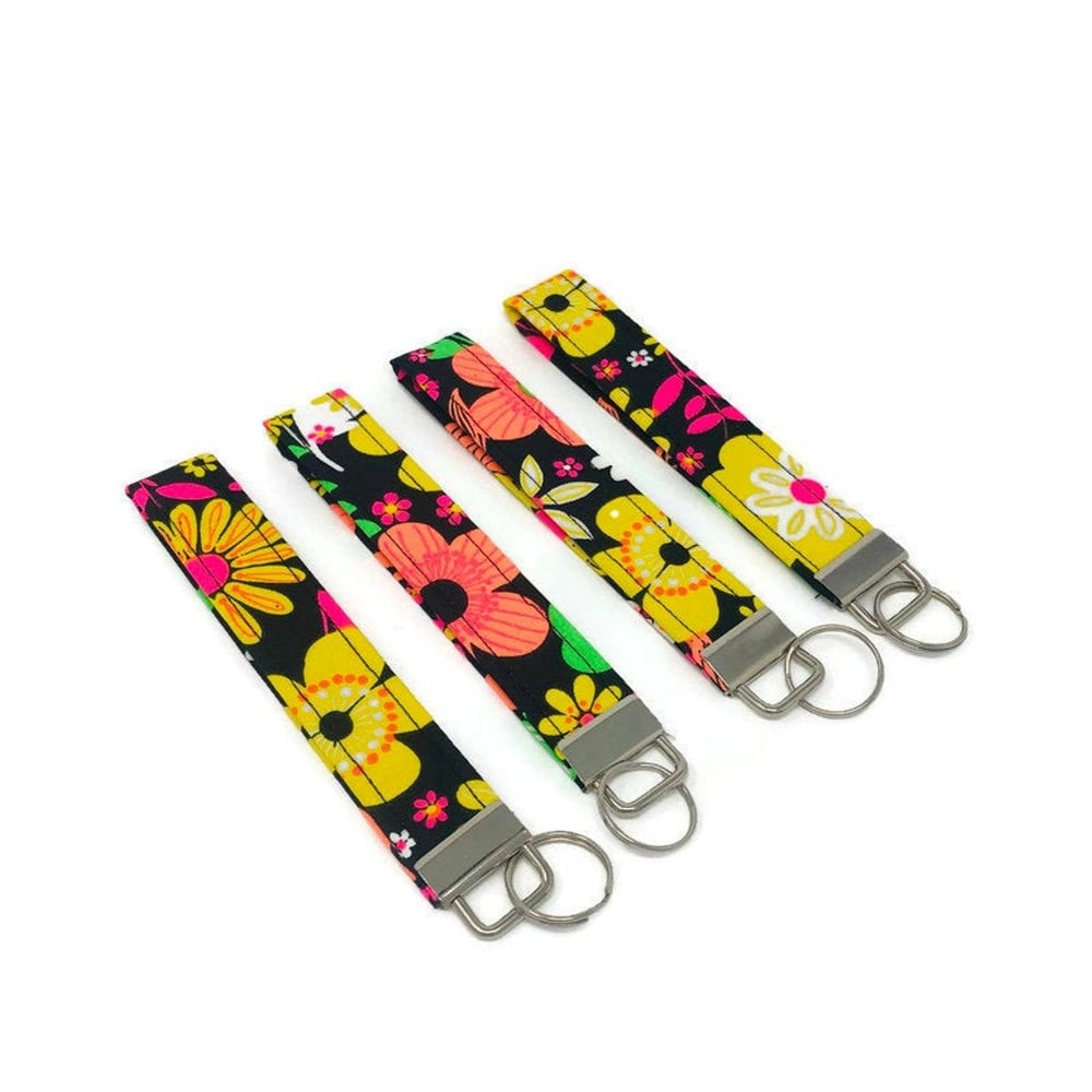 Image of Flower Key Fob, Keychain, Wristlet, Key Chain, Key Lanyard, Wrist, Key Lanyard, Keyfob, Wristlet