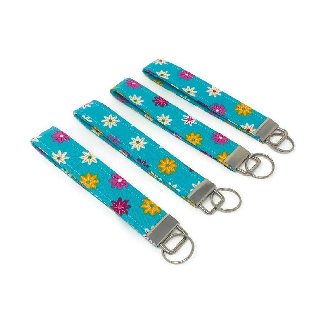 Image of Key Fob, Turquoise, Yellow, White, Pink, Keychain, Wristlet, Key Chain, Key Lanyard, Wrist, Key, Lan