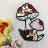 Vintage Porcelain Patchwork Mushroom Suncatcher