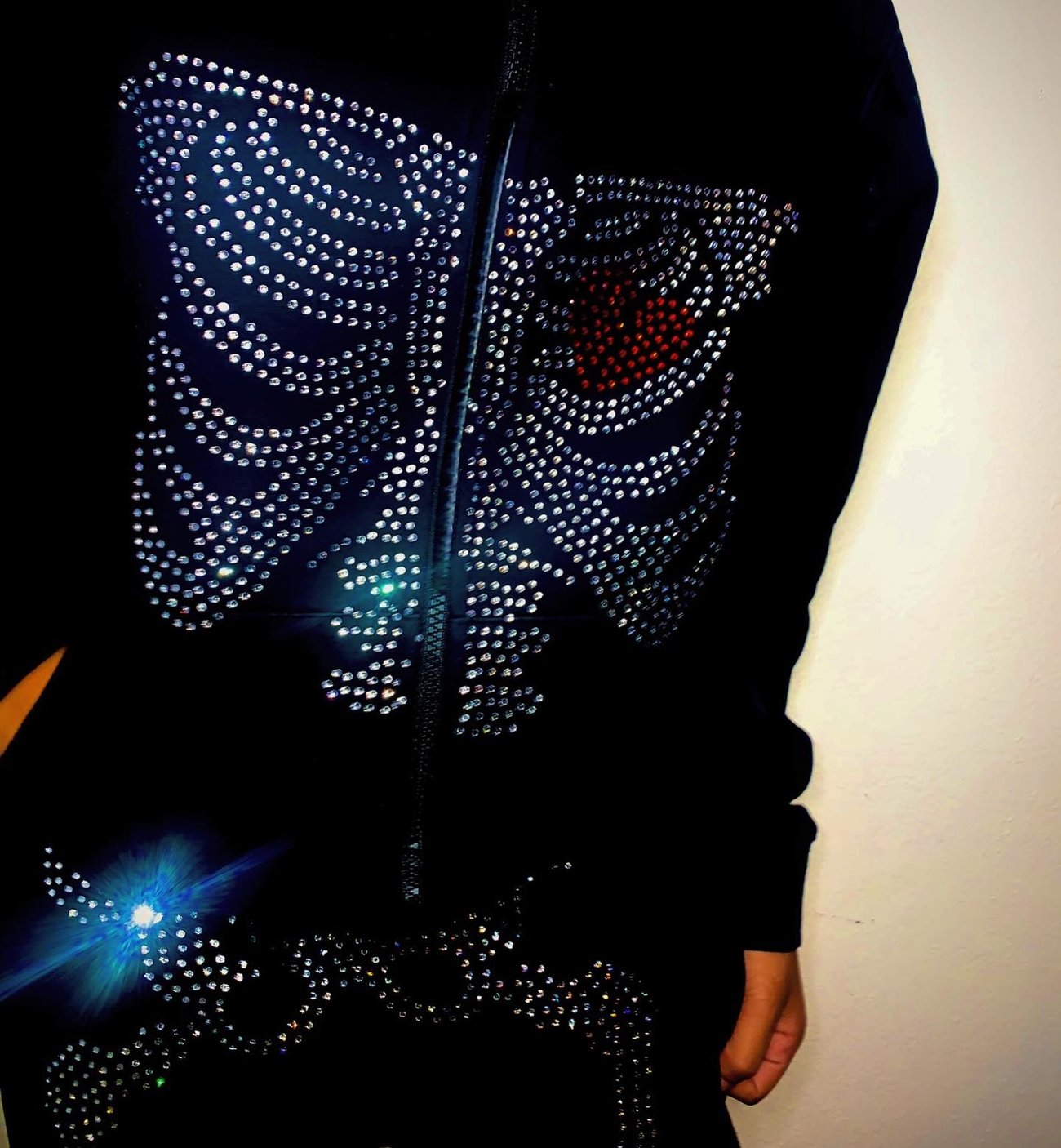 unknown london rhinestone zip up hoodie