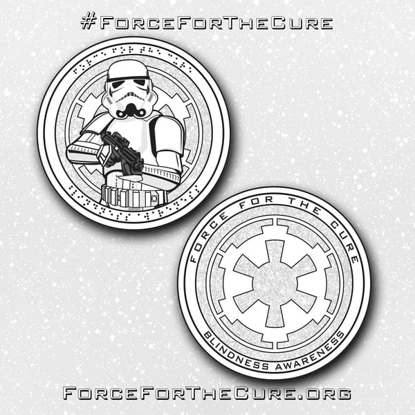 Image of 🤍 Force For The Cure: Blindness Awareness Challenge Coin