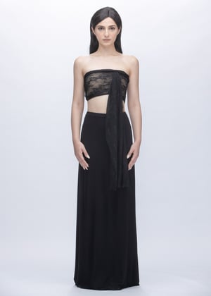 Image of Embroidered Lace Multi Way Tube Top in Black