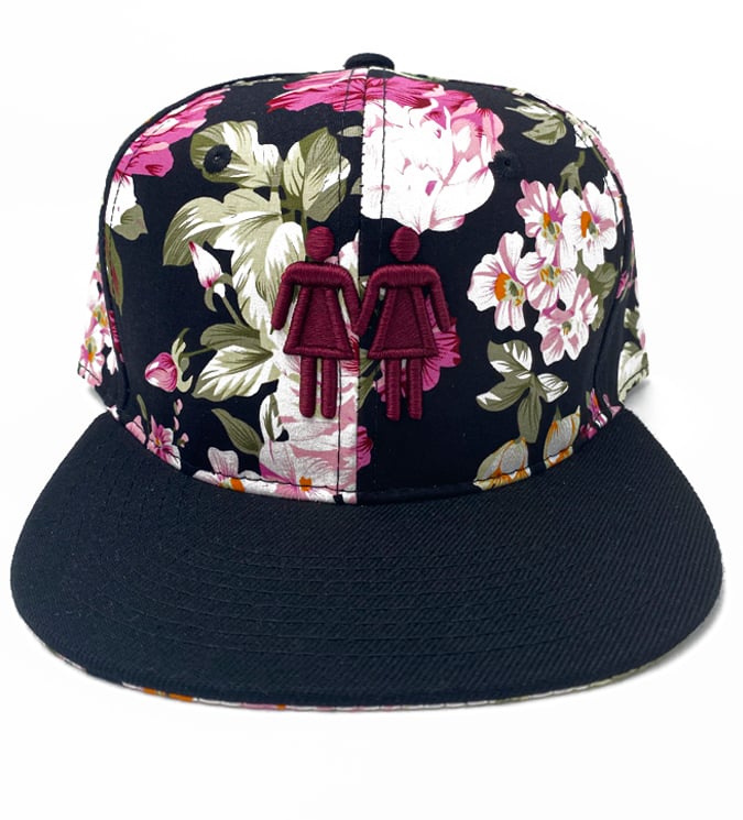 Image of WINE TWO WOMEN SYMBOL FORAL SNAPBACK