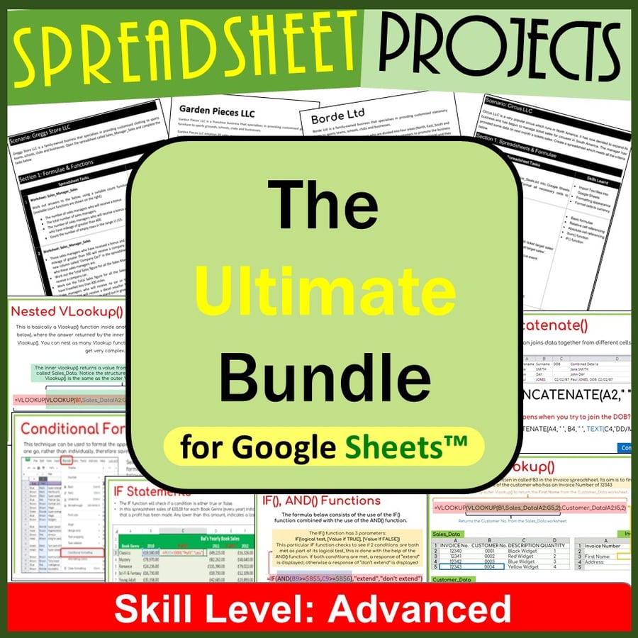 Image of Advanced Level Spreadsheet Projects for Google Sheets The Ultimate Bundle