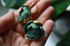 Lever back porcelain earrings. Green & gold