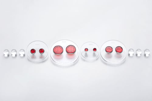 Image of Silver earrings with red plexiglass