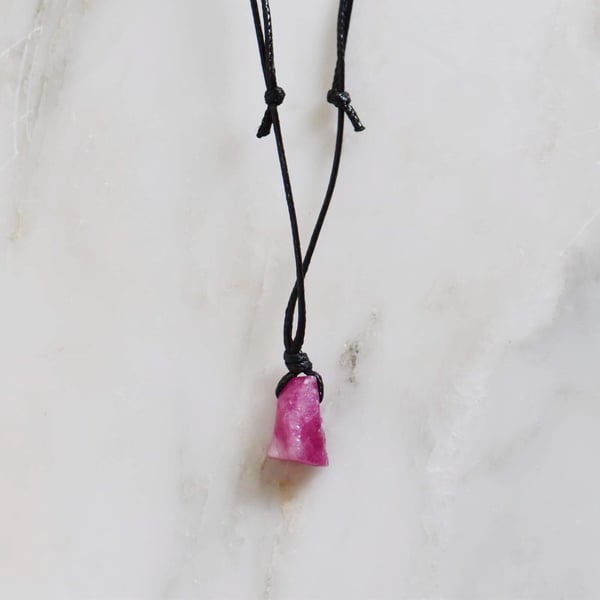 Image of Rough Vietnam Ruby x black canvas chain necklace