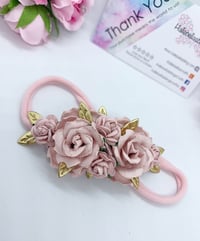 Image 4 of Blush pink and gold Boho baby soft headband
