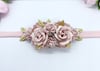Blush pink and gold Boho baby soft headband 