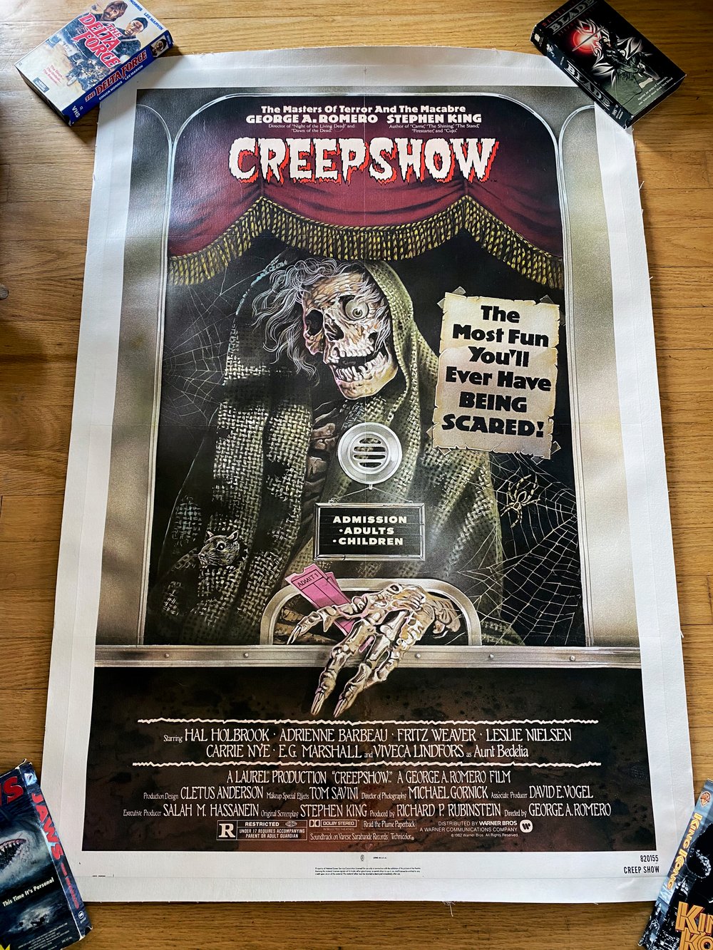 1982 CREEPSHOW Original U.S. LINEN BACK ONE SHEET MOVIE POSTER