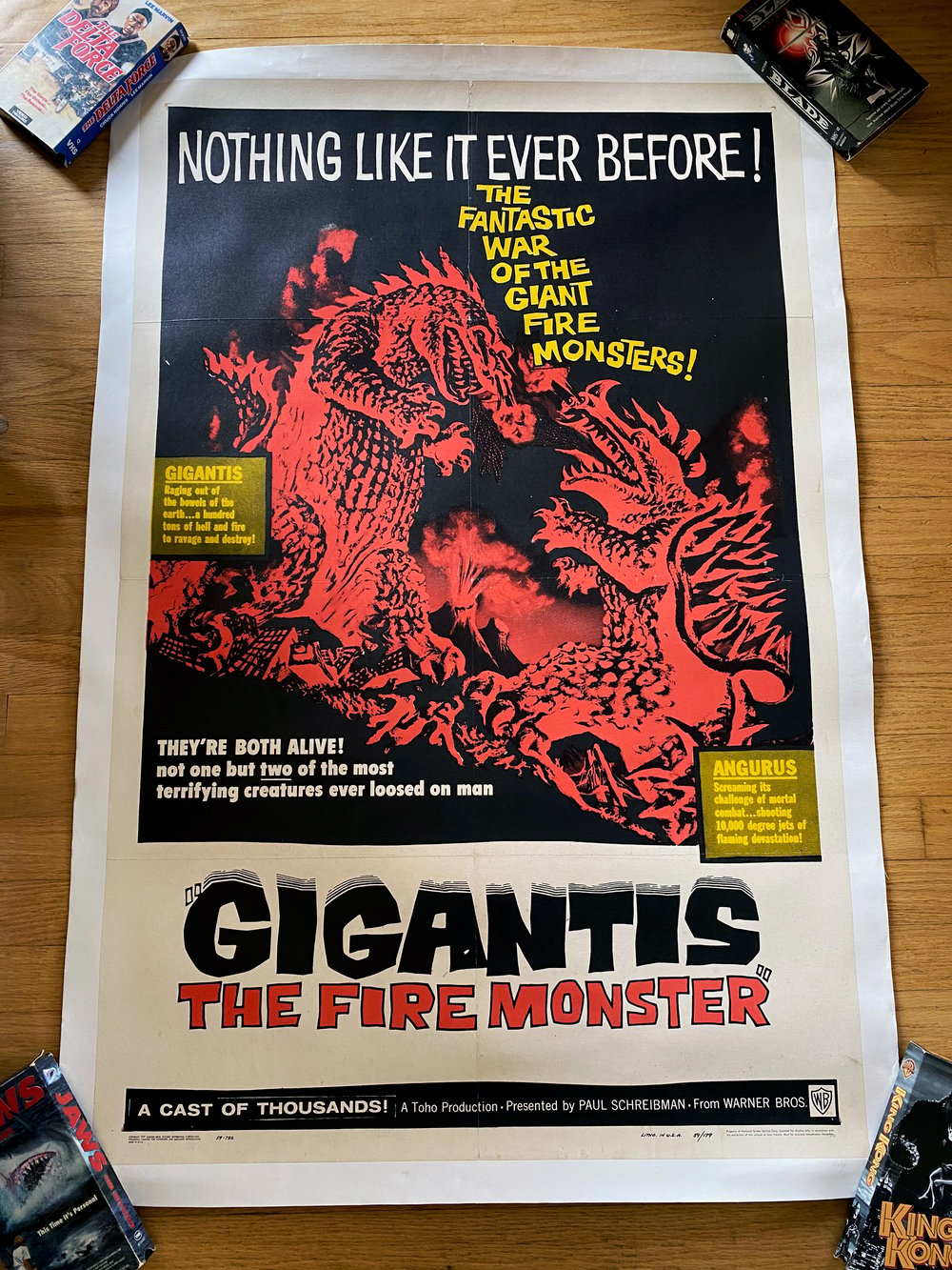 1959 GIGANTIS THE FIRE MONSTER  Original linen backed U.S. One Sheet Movie Poster
