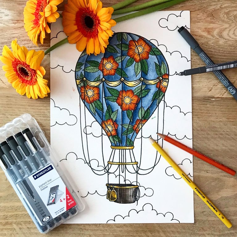 Hot Air Balloon Tattoo Flash Design | TheFlowerGirlStudios
